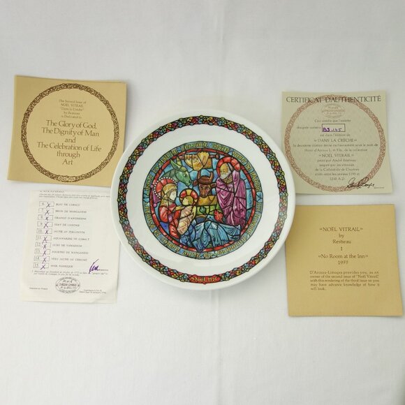 Vintage 1977 Henri DArceau & Fils Limoges Noel Vitrail Collectors Plate w/ COA - Picture 4 of 10